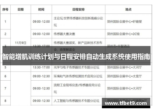 智能增肌训练计划与日程安排自动生成系统使用指南